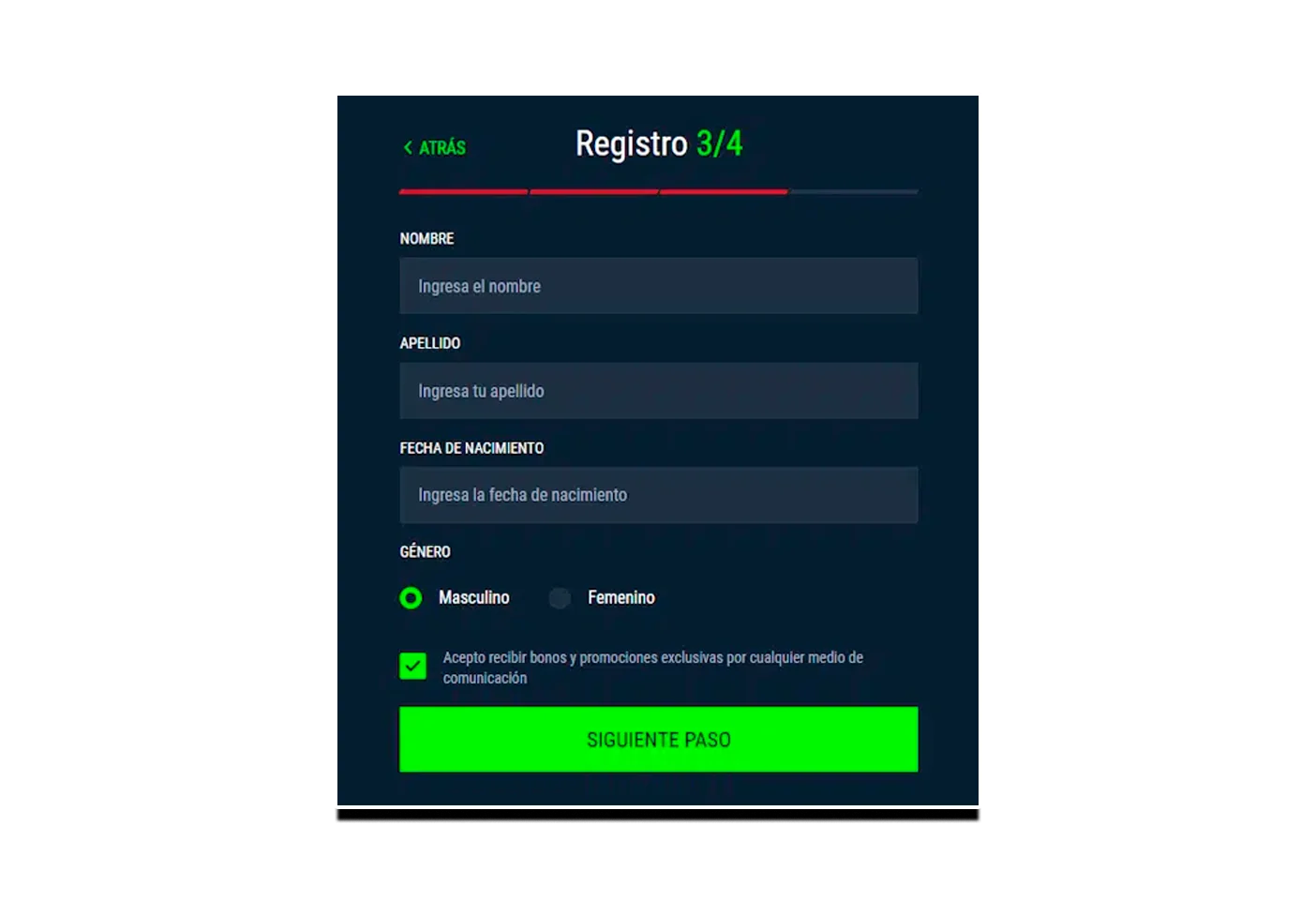 Información personal del usuario.